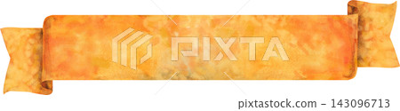Watercolor hand-drawn illustration. Light orange waving flag or banner Watercolor hand-drawn illustration. Light orange waving flag or banner 143096713