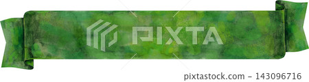 Watercolor hand-drawn illustration. Forest green waving flag or banner Watercolor hand-drawn illustration. Forest green waving flag or banner 143096716