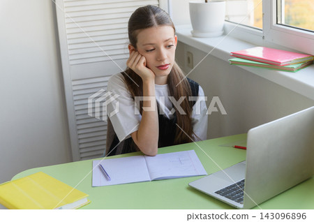 High School Student Having Online Lesson at Home High School Student Having Online Lesson at Home 143096896