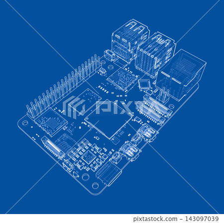 circuit board blueprint illustration. Vector circuit board blueprint illustration. Vector 143097039