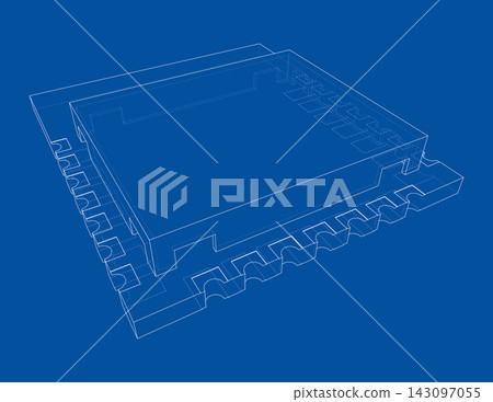 microchip wireframe illustration. Vector microchip wireframe illustration. Vector 143097055