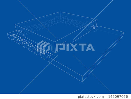 microchip blueprint illustration. Vector microchip blueprint illustration. Vector 143097056