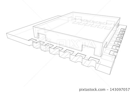microchip wireframe illustration. Vector 143097057