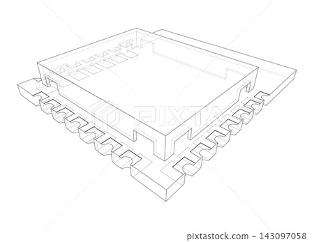 microchip wireframe illustration. Vector microchip wireframe illustration. Vector 143097058