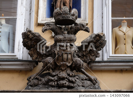 Imperial eagle emblem in Graz, Styria, Austria 143097066