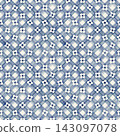 Blue watercolor plaid and white flowers seamless pattern 143097078