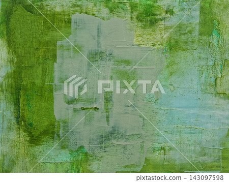 Green and Mint Abstract Mixed Media Texture with Acrylic Paint and Modeling Paste	 143097598