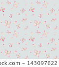 Small pink watercolor hydrangea seamless pattern on soft blue 143097622