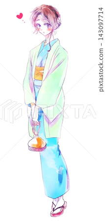 身著和服的女子，冷色調，浪漫 143097714