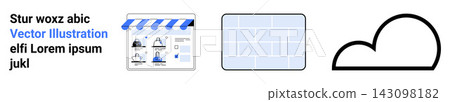 E-commerce, digital security, cloud storage, online transactions, virtual retail, and technology infrastructure. a digital storefront, brick texture and a cloud symbol. E-commerce and digital E-commerce, digital security, cloud storage, online transactions, virtual retail, and technology infrastructure. a digital storefront, brick texture and a cloud symbol. E-commerce and digital 143098182