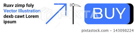 E-commerce, digital buying, online store interface, shopping buttons, graphic design, minimal vector art. Blue buy button with arrow and sickle icon alongside text. E-commerce and online store E-commerce, digital buying, online store interface, shopping buttons, graphic design, minimal vector art. Blue buy button with arrow and sickle icon alongside text. E-commerce and online store 143098224