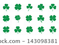 Shamrocks leaf svg set in white background, Shamrocks leaf vectors, Clover leaf svg, Shamrocks svg, Shamrocks leaf clipart, Shamrock clipart. 143098381
