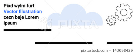 Technology, cloud computing, automation, digital workflow, data management, innovation. Cloud shape with gears and text layout. Technology and cloud computing Technology, cloud computing, automation, digital workflow, data management, innovation. Cloud shape with gears and text layout. Technology and cloud computing 143098429