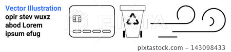Sustainability, digital payment, financial services, waste reduction, eco-consciousness, abstract design. ion of a card, recycling bin icon and minimalist abstract elements. Sustainability Sustainability, digital payment, financial services, waste reduction, eco-consciousness, abstract design. ion of a card, recycling bin icon and minimalist abstract elements. Sustainability 143098433