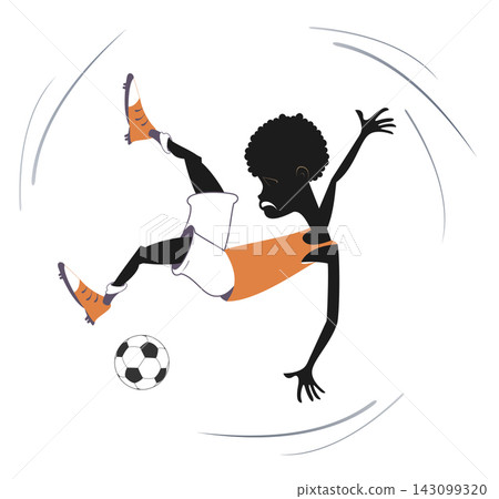 Falling down football player.  Soccer. African football player has slipped on the ball. 143099320