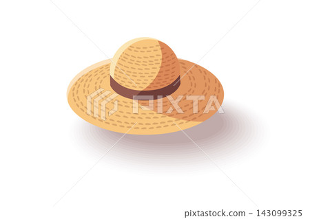 Straw Sun Hat Flat Vector Icon Isolated on White Background Straw Sun Hat Flat Vector Icon Isolated on White Background 143099325