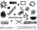 Set of hand-drawn doodle elements, abstract black sketches 143099476