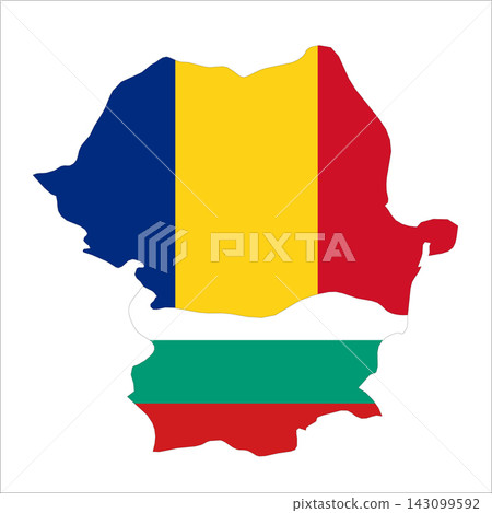 Flag map outline shape of Romania and Moldova. Flags of countries fill the shapes with their colors. Symbol of regional cooperation, identity and partnership Flag map outline shape of Romania and Moldova. Flags of countries fill the shapes with their colors. Symbol of regional cooperation, identity and partnership 143099592
