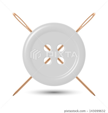 Vector 3d White Sewing Button with Yellow Needles Icon, Isolated. Tailoring Craft Symbol. Clothing Fastener, Needlework Accessories, Dressmaker Atelier Illustration. Sewing Supplies Vector 3d White Sewing Button with Yellow Needles Icon, Isolated. Tailoring Craft Symbol. Clothing Fastener, Needlework Accessories, Dressmaker Atelier Illustration. Sewing Supplies 143099632