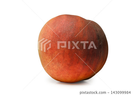 Commercial stock photo of a single fresh whole ripe peach on a white background Commercial stock photo of a single fresh whole ripe peach on a white background 143099984