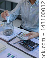 Business Man Putting US Dollar Bill into Saving Jar for Financial Planning and Saving Concept. 143100012