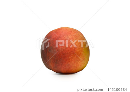 Commercial stock photo of a single fresh whole ripe peach on a white background Commercial stock photo of a single fresh whole ripe peach on a white background 143100384
