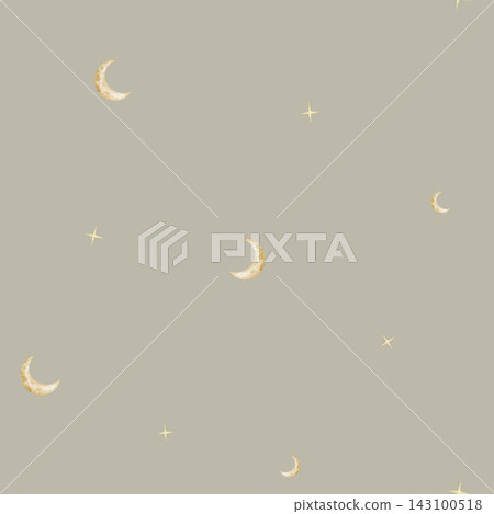 Crescent moon seamless watercolor pattern on beige background. Minimal celestial repeat for nursery textiles, fabric, baby room wallpaper and wrapping paper. Childish design for bed linen. Crescent moon seamless watercolor pattern on beige background. Minimal celestial repeat for nursery textiles, fabric, baby room wallpaper and wrapping paper. Childish design for bed linen. 143100518