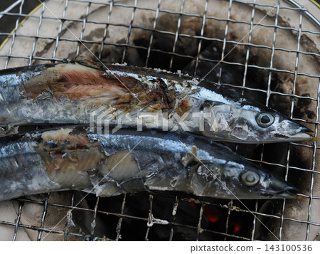 Saury grilled on a shichirin Saury grilled on a shichirin 143100536