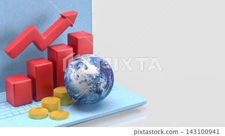 Global Economic Growth Chart on a Digital Laptop 3d render. 143100941