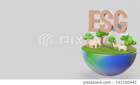 ESG Sustainability and Wildlife Conservation Concept 3d render. ESG Sustainability and Wildlife Conservation Concept 3d render. 143100942