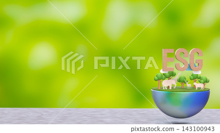 ESG Wildlife and Green Planet Sustainability Illustration 3d render. 143100943