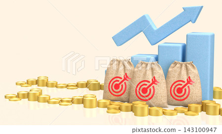 Growing Savings and Investment Goals with Money Bags 3d render. Growing Savings and Investment Goals with Money Bags 3d render. 143100947