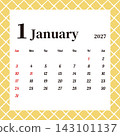 January 2027 Monthly Calendar, Sunday Start, Stylish Design 143101137