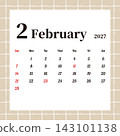 February 2027 Monthly Calendar, Sunday Start, Stylish Design 143101138