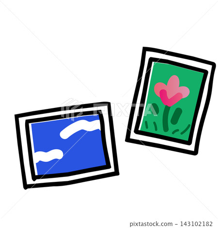 Hand-drawn illustration material of a photograph Hand-drawn illustration material of a photograph 143102182