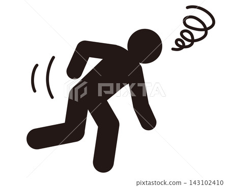 表示一個人感到頭暈目眩、站立不穩的象形圖 | 表示一個人感到頭暈、站立不穩和失去平衡。 表示一個人感到頭暈目眩、站立不穩的象形圖 | 表示一個人感到頭暈、站立不穩和失去平衡。 143102410