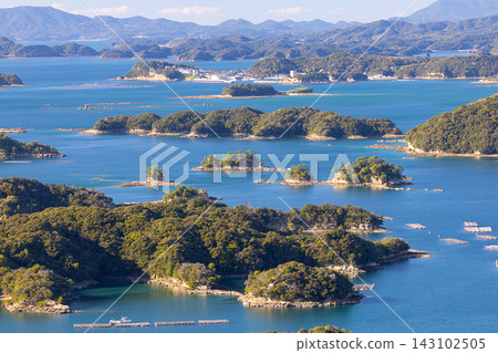 從長崎縣佐世保市天海峰展望台眺望九十九島 143102505