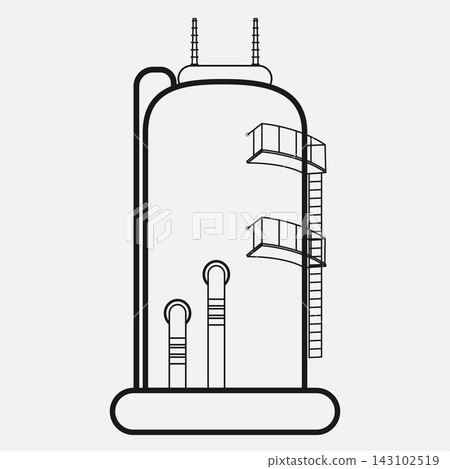 Industrial oil storage tank outline icon isolated on white background 143102519
