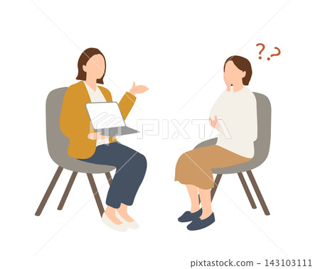 圖解：一位女士正在向諮商師諮詢她的問題。 143103111