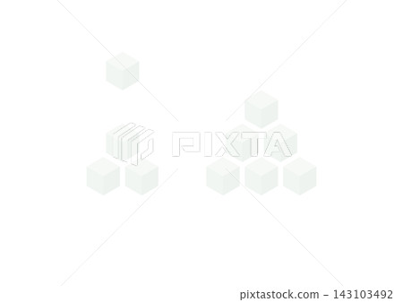 一組等距立方體插圖，立方體的數量逐漸增加（淺灰色）。 143103492