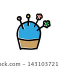 Hand-drawn illustration of a pincushion 143103721