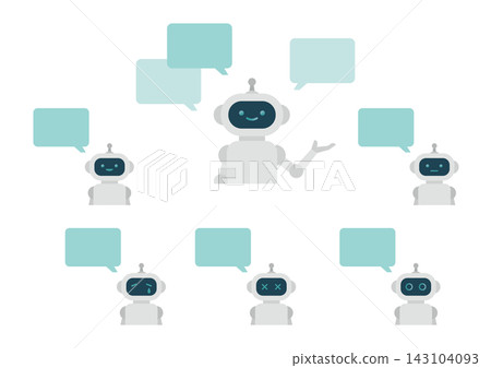 AI機器人與對話氣泡向量插圖素材（表情集）2 143104093