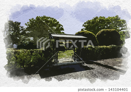山崎城町、山崎城、本田公園、兵庫縣紫蘇市的水彩風格繪畫。 143104401
