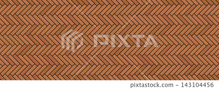 Wooden herringbone seamless pattern background. Repeated rustic cladding chevron panel texture for interior decor, parquet floor. Wood zigzag room divider wall. Vector horizontal plank board tile Wooden herringbone seamless pattern background. Repeated rustic cladding chevron panel texture for interior decor, parquet floor. Wood zigzag room divider wall. Vector horizontal plank board tile 143104456