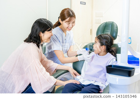 A dental hygienist explains orthodontic treatment for children. A dental hygienist explains orthodontic treatment for children. 143105346