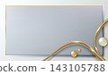 luxury gold background template with 3d metallic rings spheres and white pearl on grey abstract frame, elegant presentation design 143105788