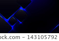 Abstract futuristic background with dark matte square tiles and bright blue neon backlighting vibrant glowing edges and high contrast geometric pattern, modern digital tech design 143105792