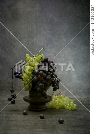 Still life with ripe grapes of different varieties Still life with ripe grapes of different varieties 143105824