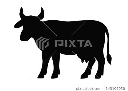 Black cow silhouette on white background 143106050