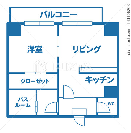可用於房地產租賃廣告和公寓搜尋的住宅平面圖插圖。 可用於房地產租賃廣告和公寓搜尋的住宅平面圖插圖。 143106208
